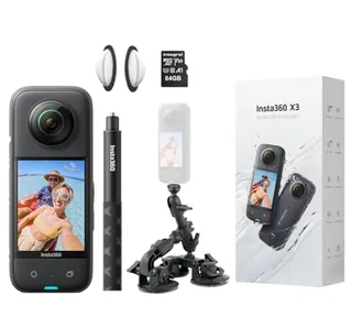 Insta360 X3 - Cámara de acción de 360 Grados x Fat Gecko Kit de Montaje de Coche para dron de vehículo