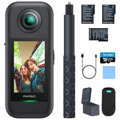 AKASO 360 Cámara de acción 360 Kit de Creadores, con 64GB Tarjeta de Memoria Sensor de 1/2"
