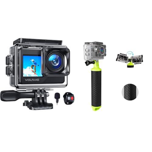 WOLFANG Cámara Deportiva GA120 4K30FPS &amp; Juego de Empuñadura Flotante