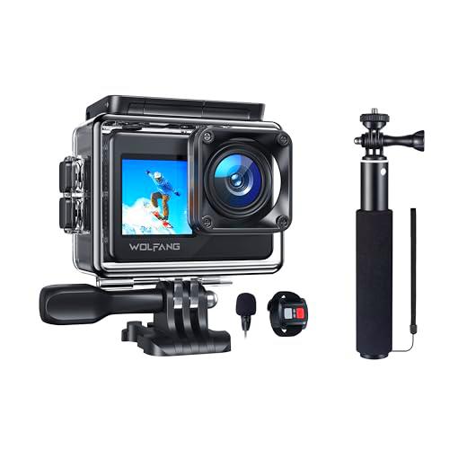 WOLFANG Cámara Deportiva GA120 4K30FPS &amp; Juego de Selfie Stick