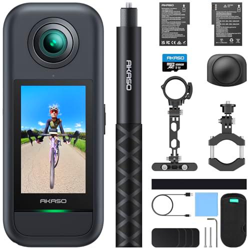 AKASO 360 Cámara de acción 360 Kit de Ciclismo, con 128GB Tarjeta de Memoria